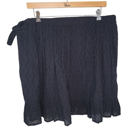 Boohoo Black Wrap Eyelet Frill Mini Skirt Size 20 - Picture 3 of 6